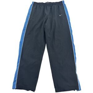 Vintage y2k Nike Baggy Track Sweatpants Men's XL Windbreaker Wide Leg Blue Lined